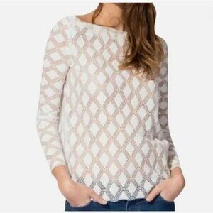MAJE  White Diamond Geometric Sheer Sweater Top Size 1 (Small)